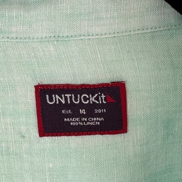 UNTUCKit Linen Long Sleeve Button Up Shirt, Women's Size 14, Mint Green - Picture 6 of 10